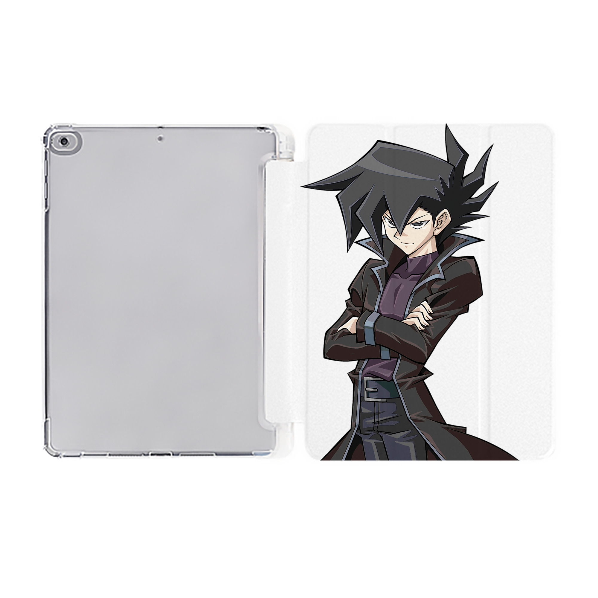 （画像用） 遊☆戯☆王 Yu-Gi-Oh! IPad ケース ペン収納付き 三つ折りスタンド PUレザー×シリコン 対応機種9.5/10.5/10.9インチ